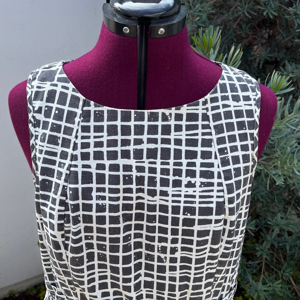 Brooklyn Industries Shift Dress White Grid/Navy Wear-to-Office sz10